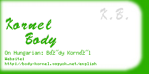 kornel body business card