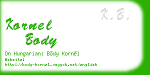 kornel body business card